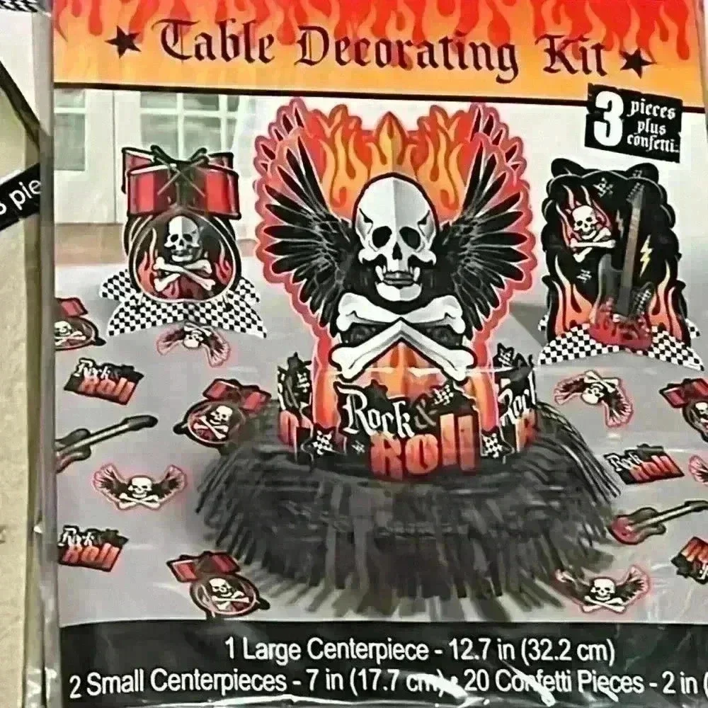 HUGE Rock N Roll Party Lot Decor Banner table toppers, scene setter lanterns